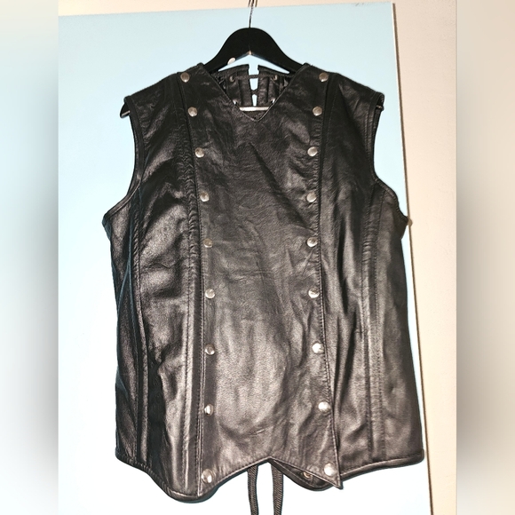 GENUINE LEATHER CORSET VICTORIAN VEST NO SIZE TAG M-L - Picture 2 of 6